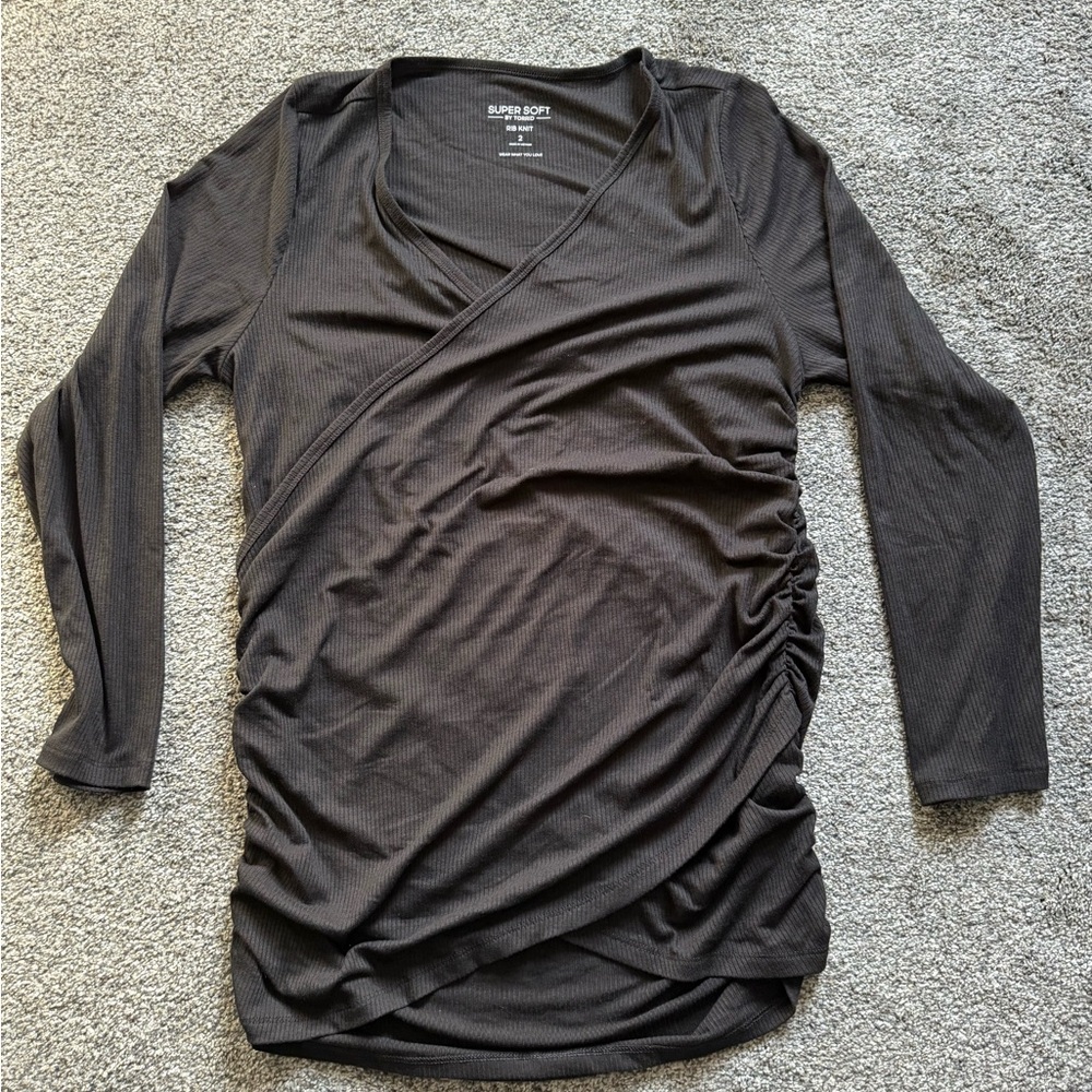 Torrid Black Long Sleeve Wrap Top